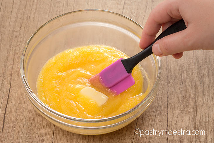 Lemon curd, mixing butter, Pastry Maestra