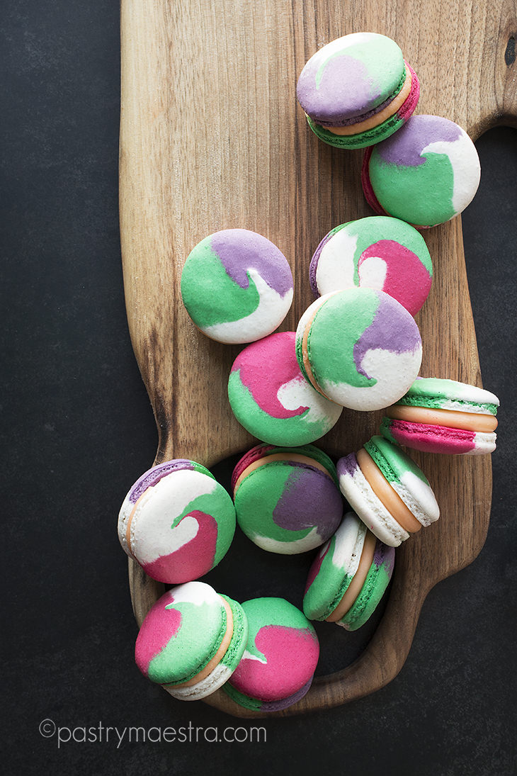 Mango and White Chocolate Colorful Macarons, Pastry Maestra