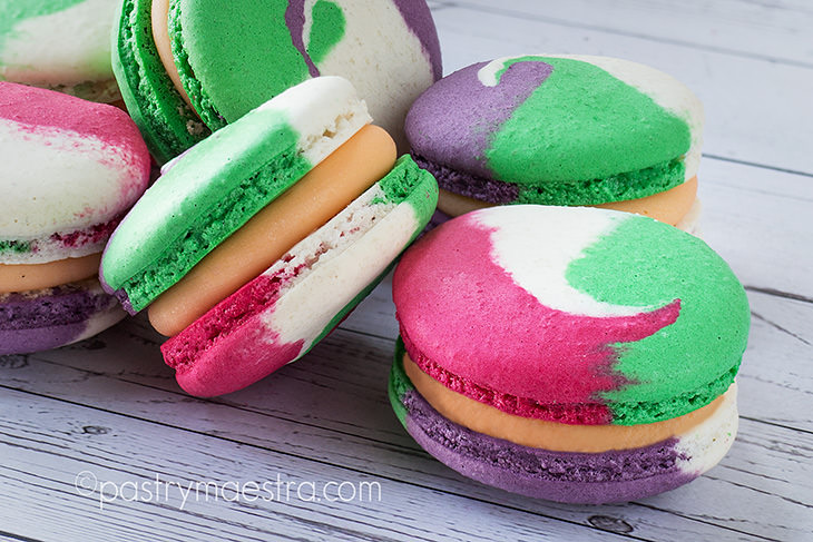 Mango and White Chocolate Colorful Macarons, Pastry Maestra