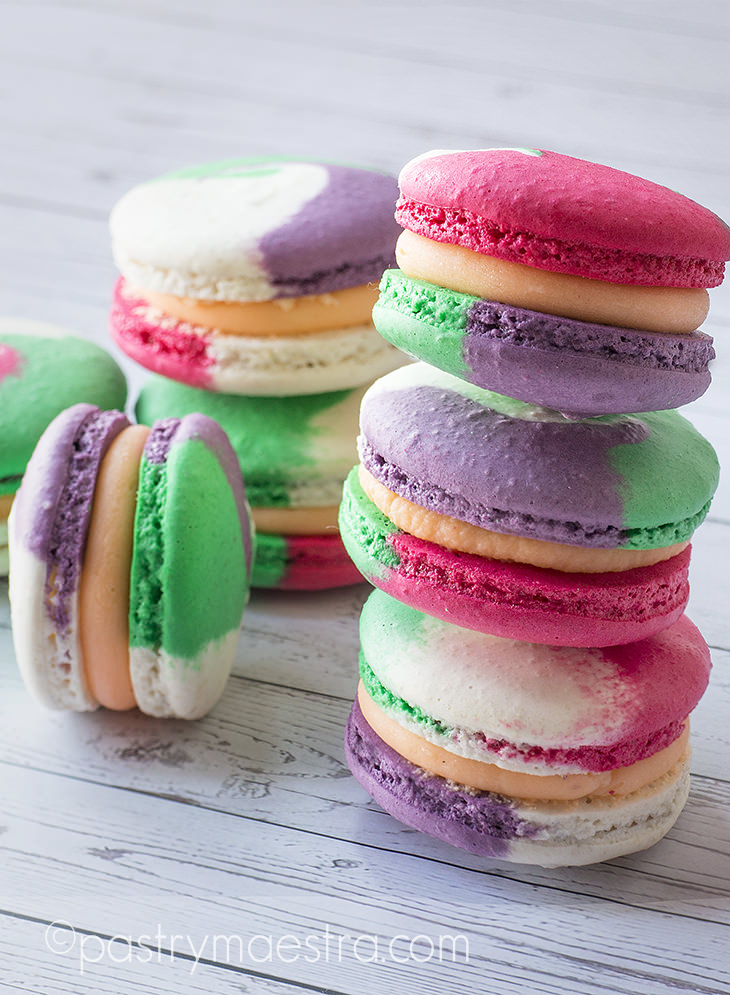 Mango and White Chocolate Colorful Macarons, Pastry Maestra