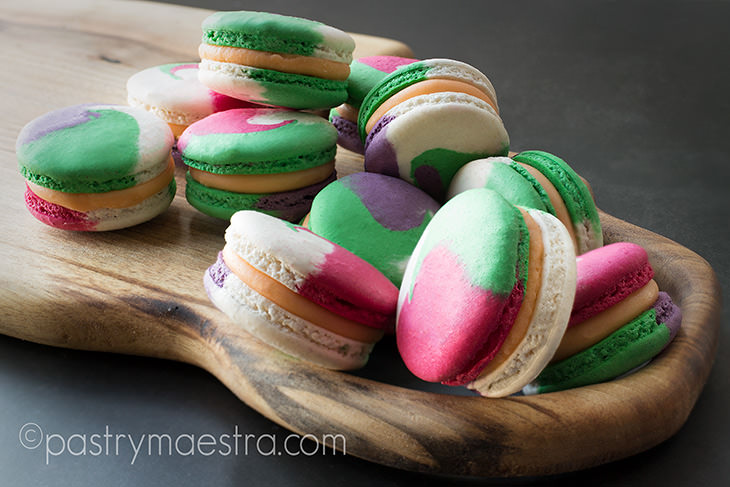 Mango and White Chocolate Colorful Macarons, Pastry Maestra