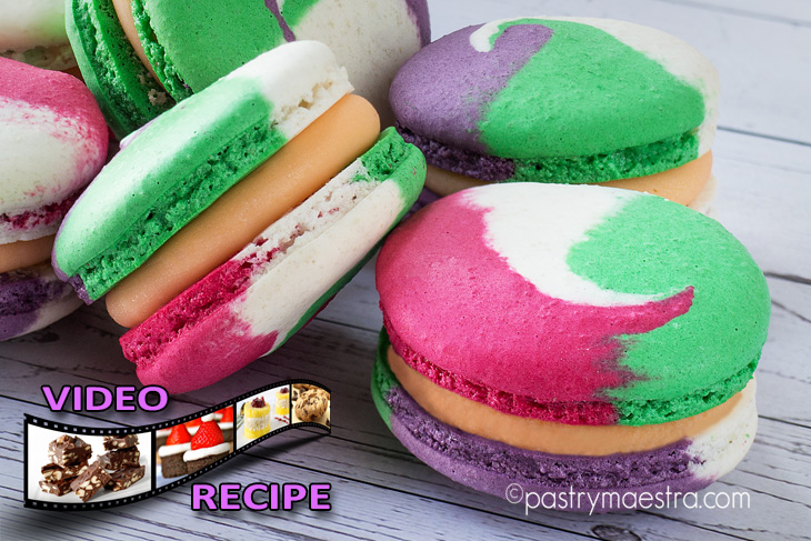 Mango and White Chocolate Colorful Macarons, Pastry Maestra