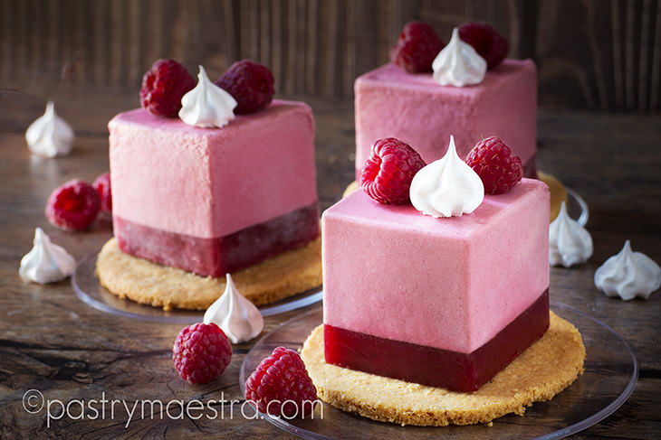 Gluten Free Raspberry Mousse Cakes, Pastry Maestra