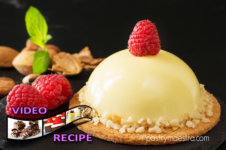 Raspberry and White Chocolate Half Spheres, Pastry Maestra